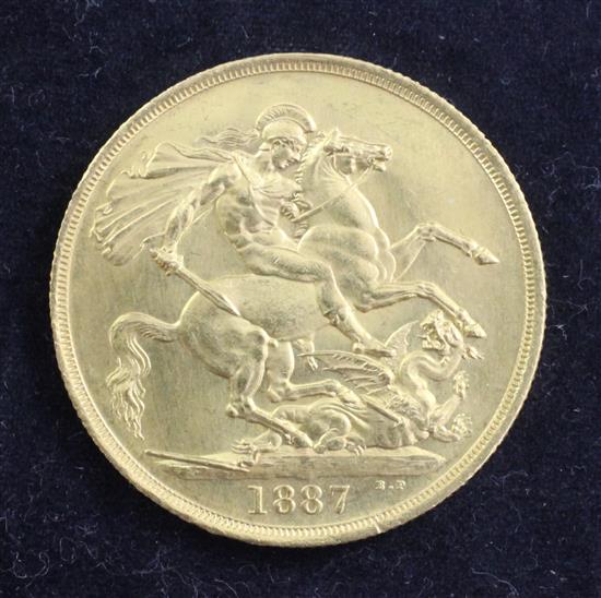 A Victoria Jubilee gold two pounds, 1887,